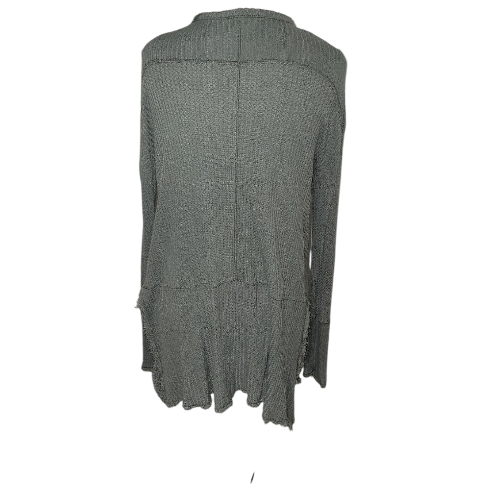Free People Sage Green Raw Hem Deep V Tunic Style Women's Top - Picture 5 of 5